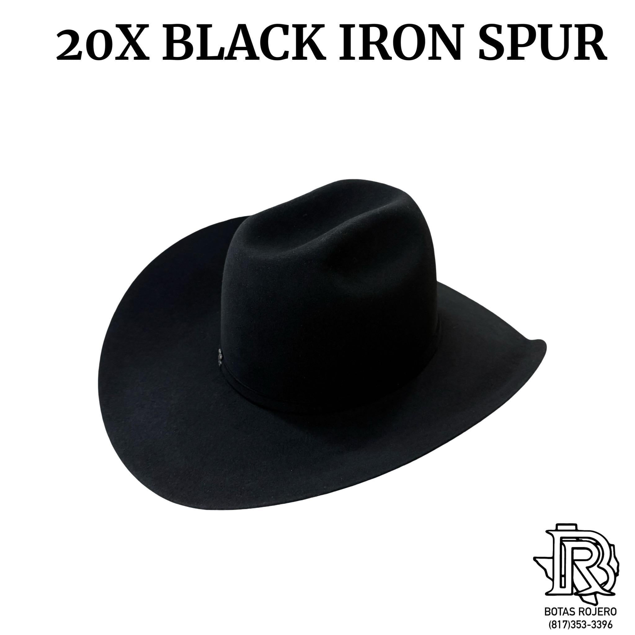 20X IRON SPUR BLACK FELT HAT 4 1/4 INCH BRIM