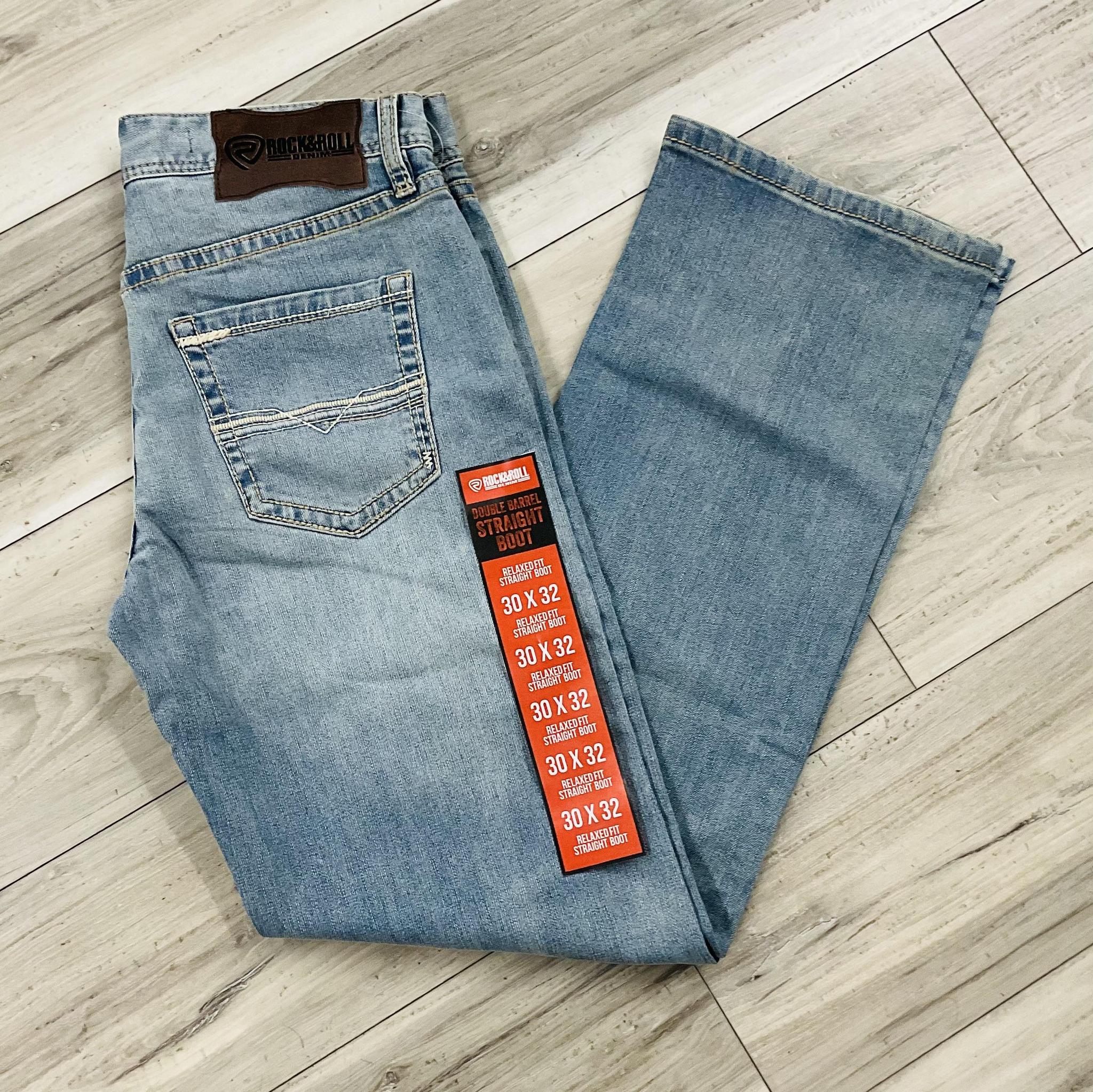Rock & Roll Men’s Relaxed Fit Straight Boot  Ladder Stitch Emb Light Vintage Jeans | BM0SD09801