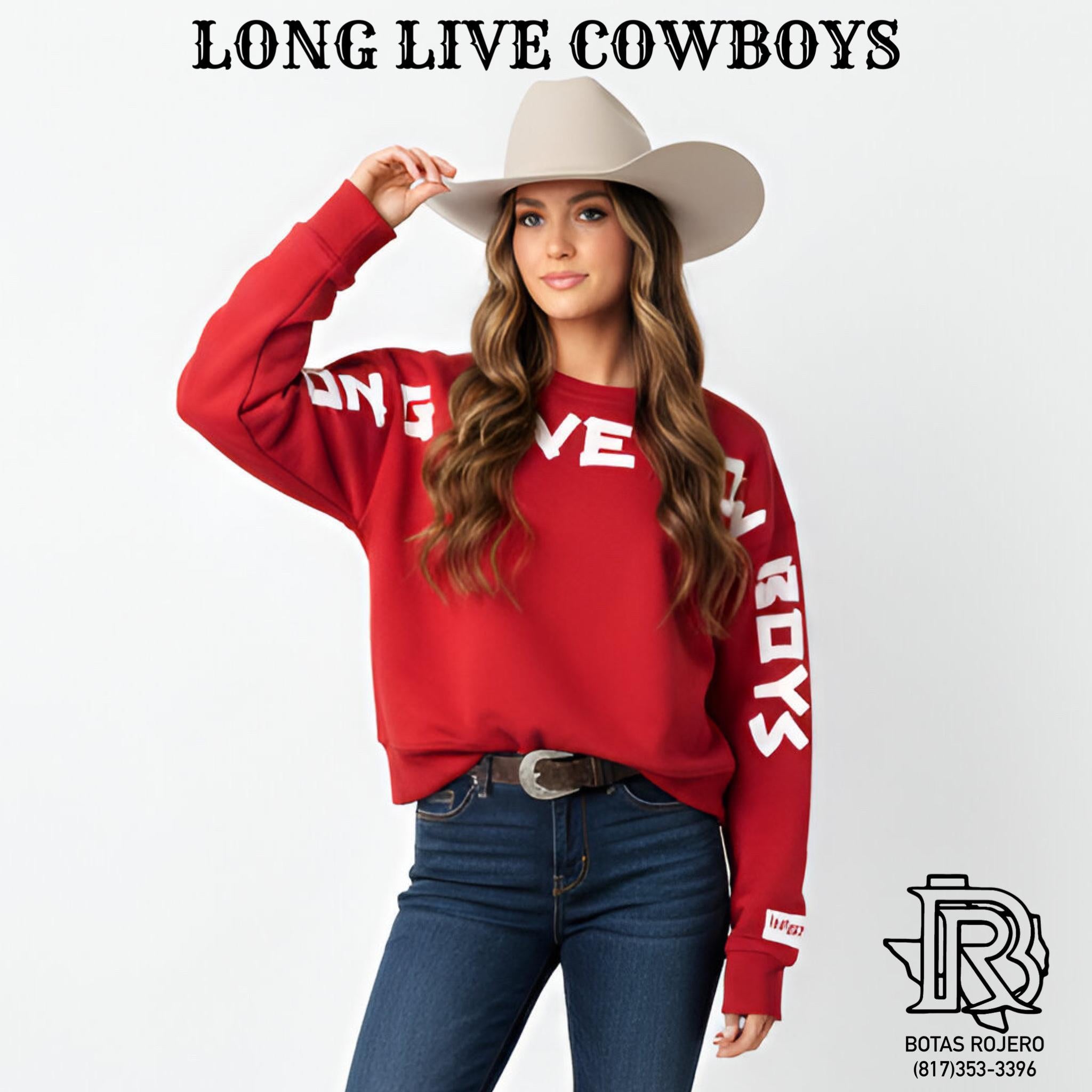 WRANGLER RETRO WOMEN'S COWBOYS GRAPHIC LONG SLEEVE SWEATSHIRT RED | 112353206