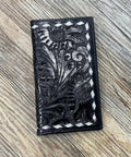 “ OLIVER “ | MEN BI FOLD WESTERN TOOLED LEATHER WALLET BEADED
