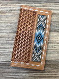 “ PAUL  “ | IRON SPUR MEN BI FOLD WESTERN TOOLED LEATHER WALLET BEADED