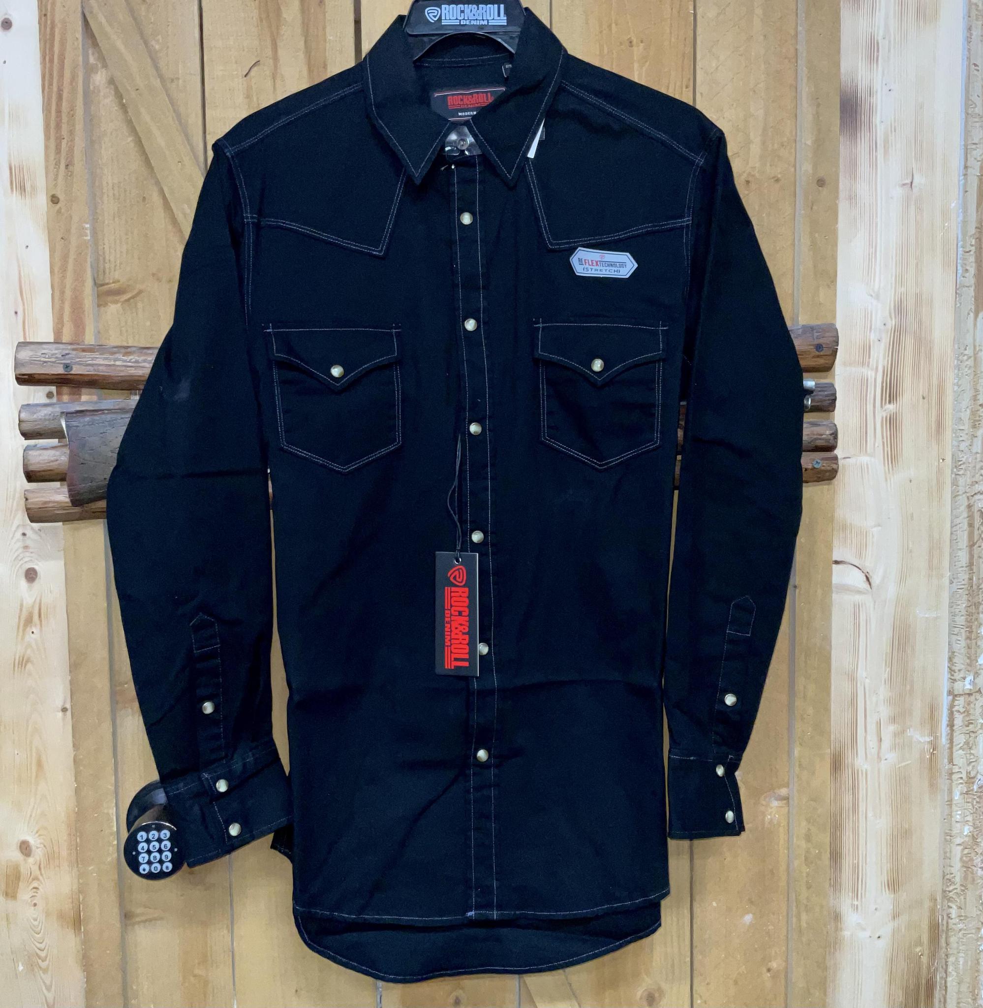 MEN’S BLACK ROCK&ROLL LONG SLEEVE SHIRT (B2S6461)
