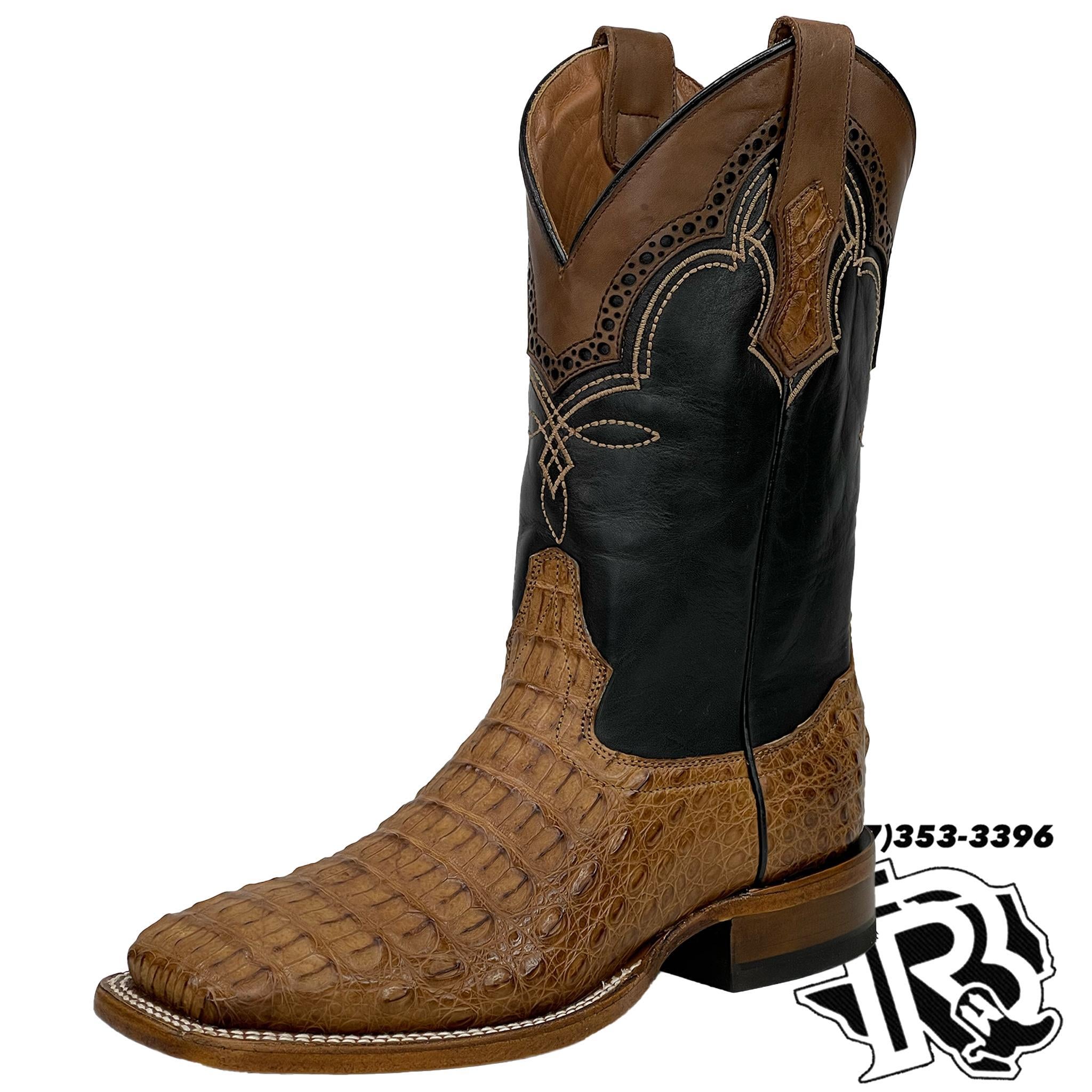 CAIMAN HORN BACK ORIGNAL | TAN SQUARE TOE MEN BOOTS
