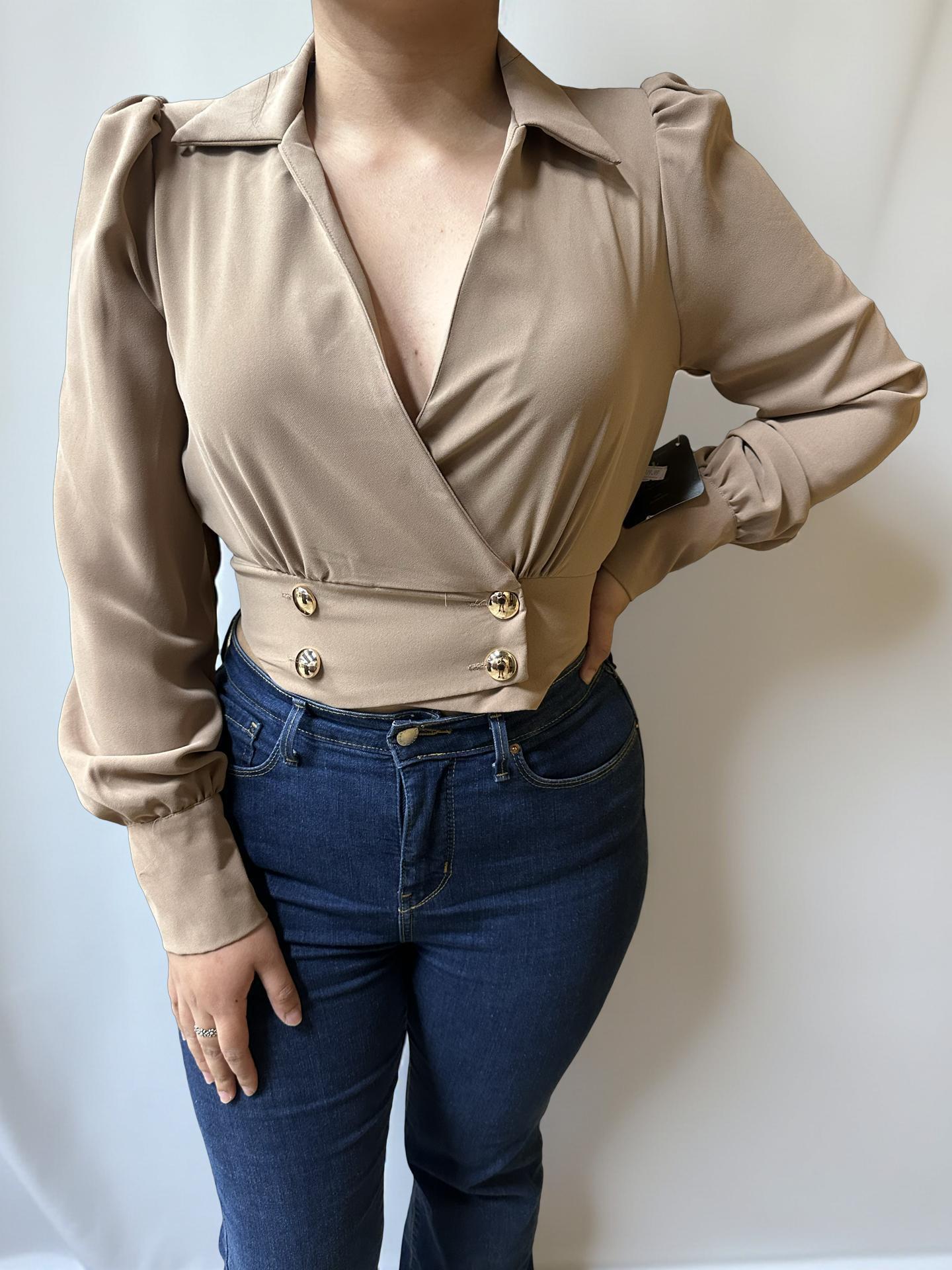 Melanie long sleeve womens top brown