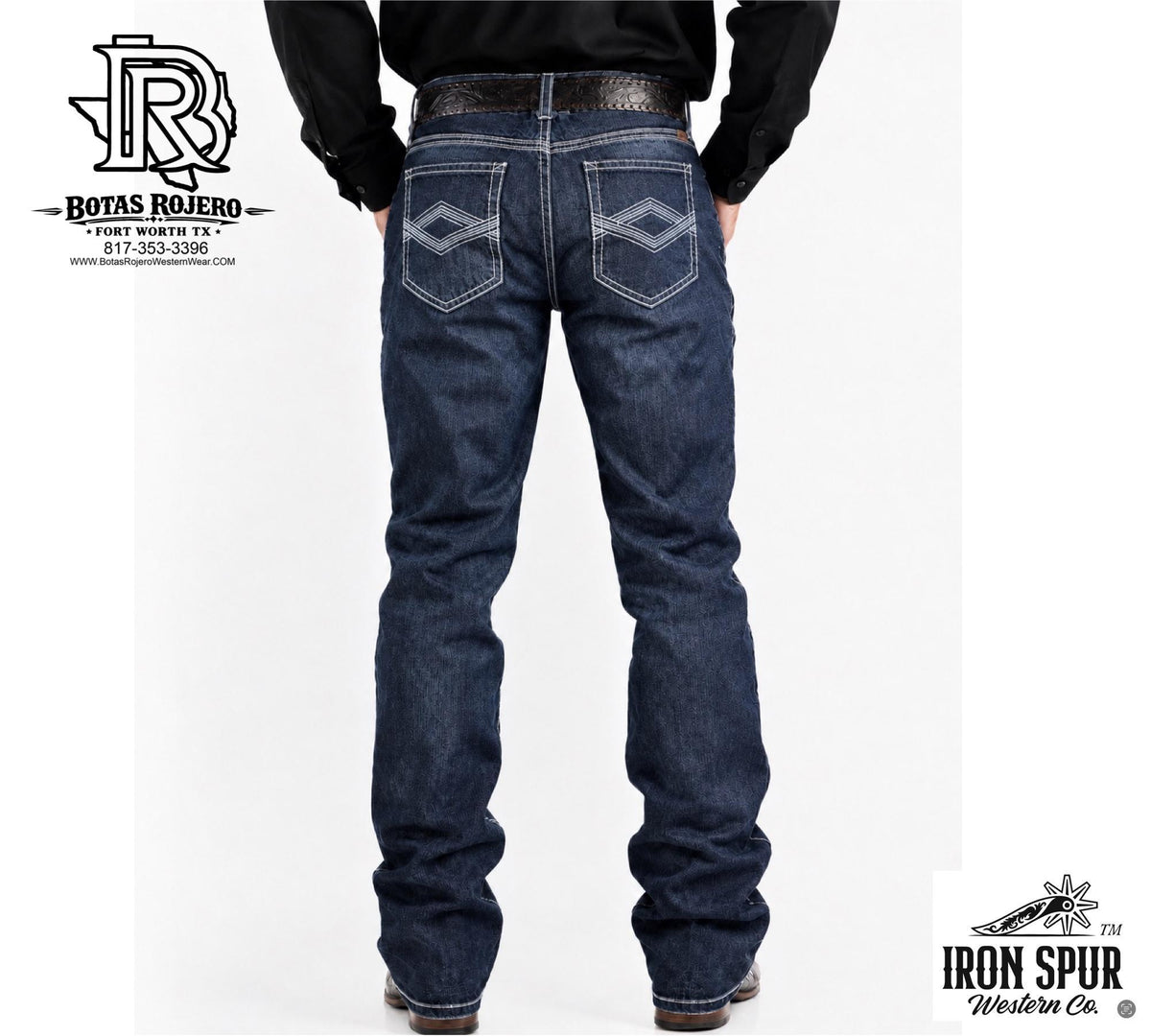 05 | Iron Spur Men’s Relaxed Boot Cut Western Jeans – Dark Blue 100% Cotton Denim