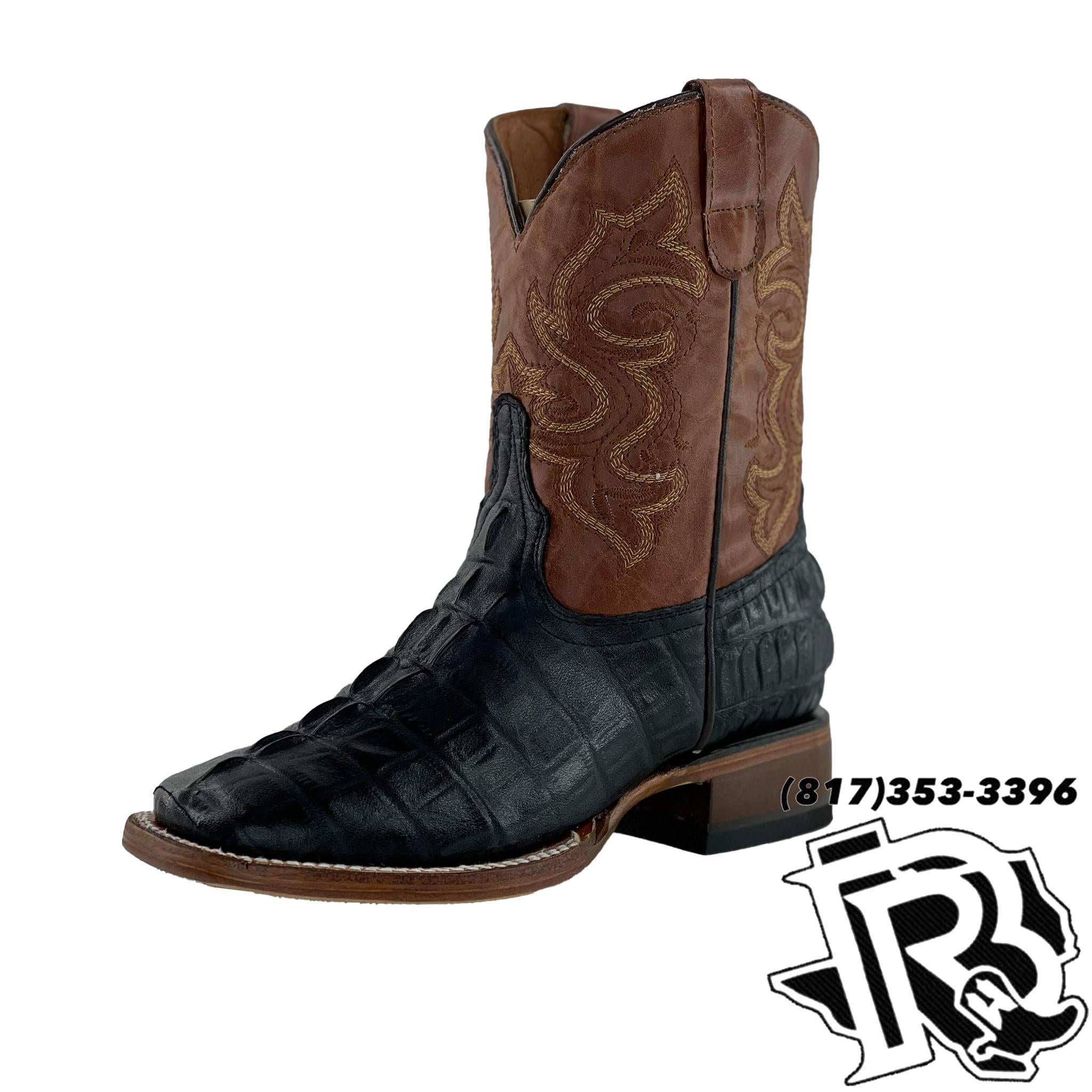 KIDS CAIMAN  PRINT | BLACK SQUARE TOE KIDS BOOTS
