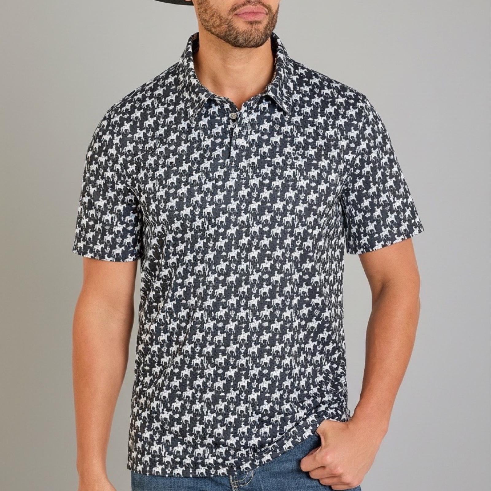MEN HORSEBACK PATTERN PERFORMANCE WESTERN POLO TM51T07540