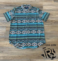 Mens short serape woven turquoise shirt panhandle performance |PPMS1DR0X8