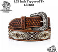 Damian  | 1.75 Inch Iron Spur Western Beaded Belt White  Beaded