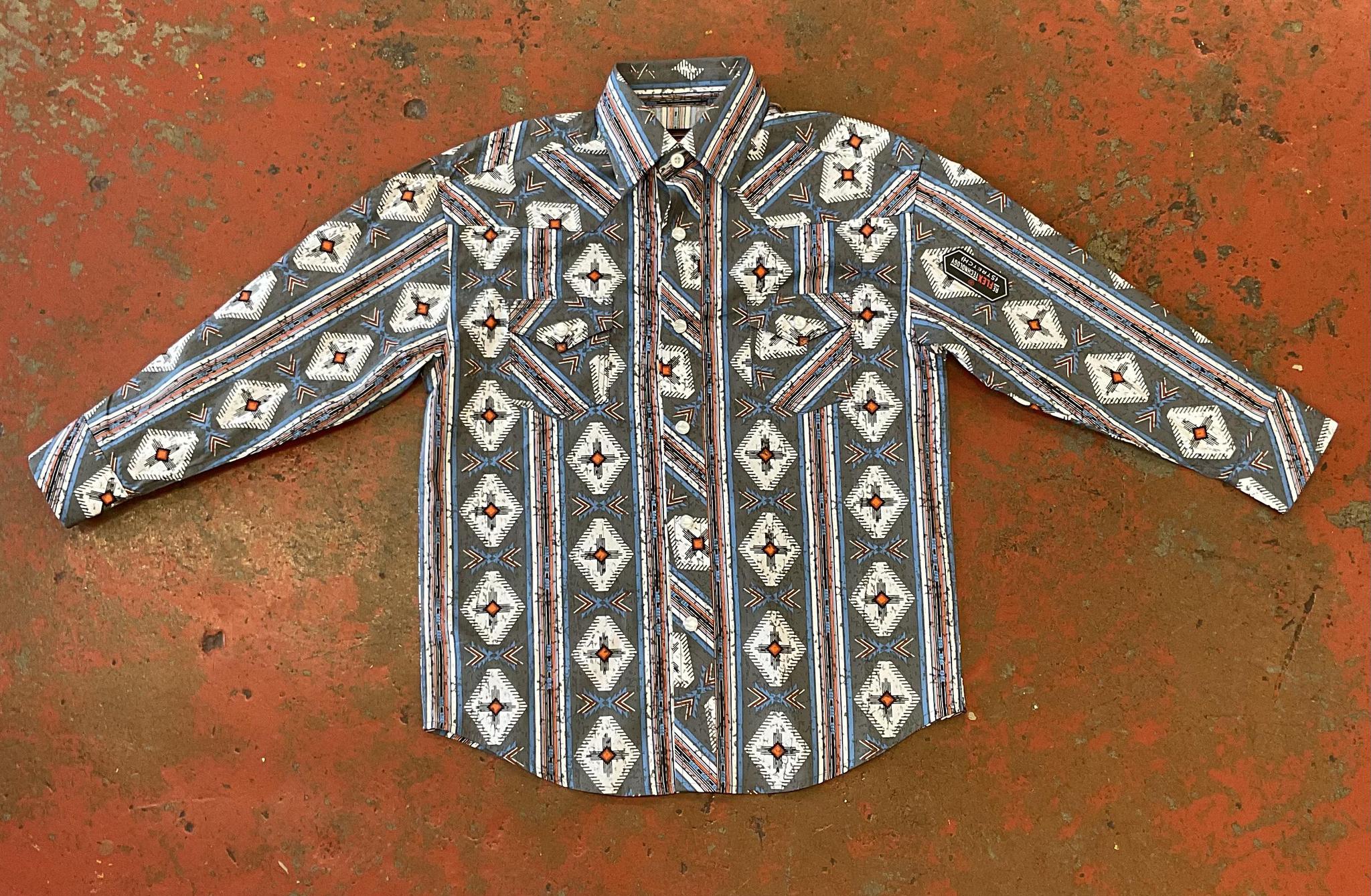 BOYS ROCK AND ROLL LS SNAP BLUE (B8S3312)