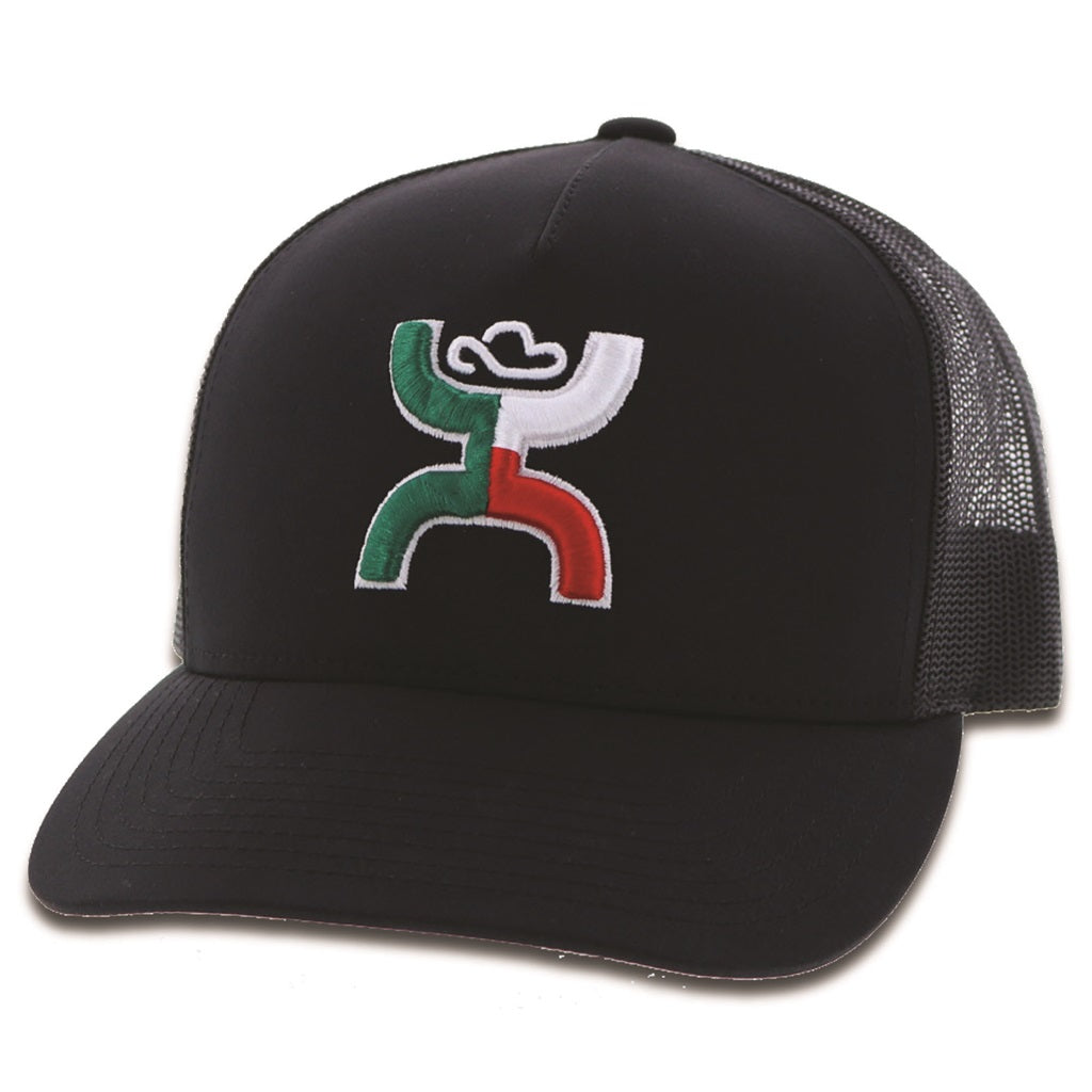 1909T-BK Desc: "Boquillas" Hooey black / black mesh 5-panel trucker with embroidered logo - OSFA