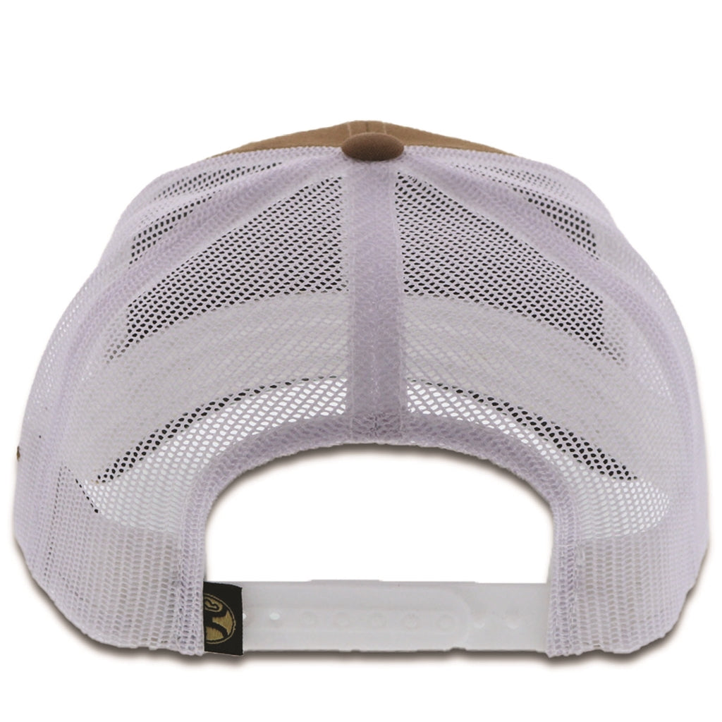 1928T-TNWH Desc: Resistol tan / white mesh 6-panel trucker with patch - OSFA