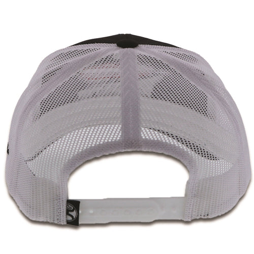 1929T-BKWH Desc: Resistol black / white mesh 6-panel trucker with embroidered logo - OSFA