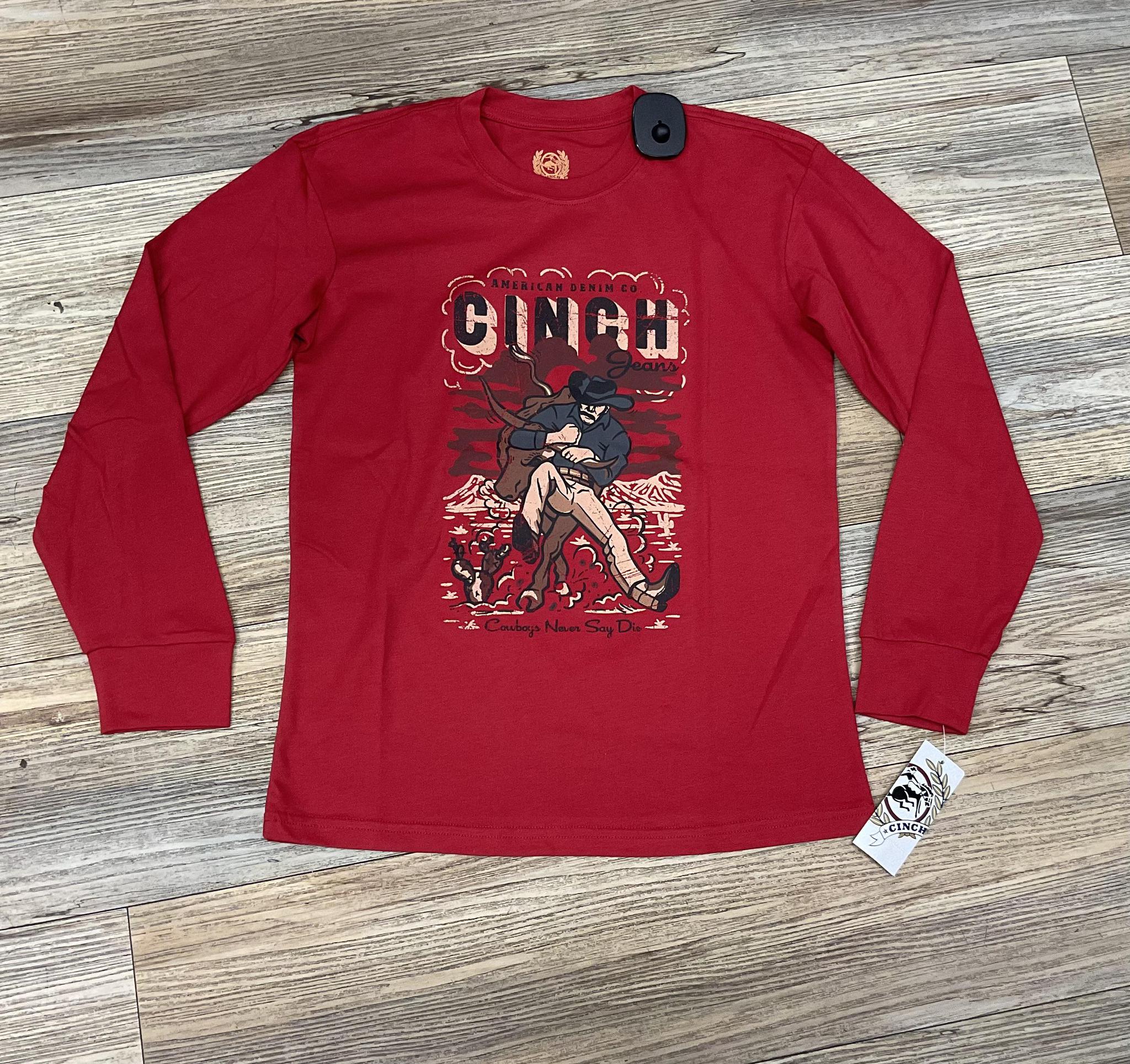 BOYS CINCH LONG SLEEVE RED TEE|MTK7630019