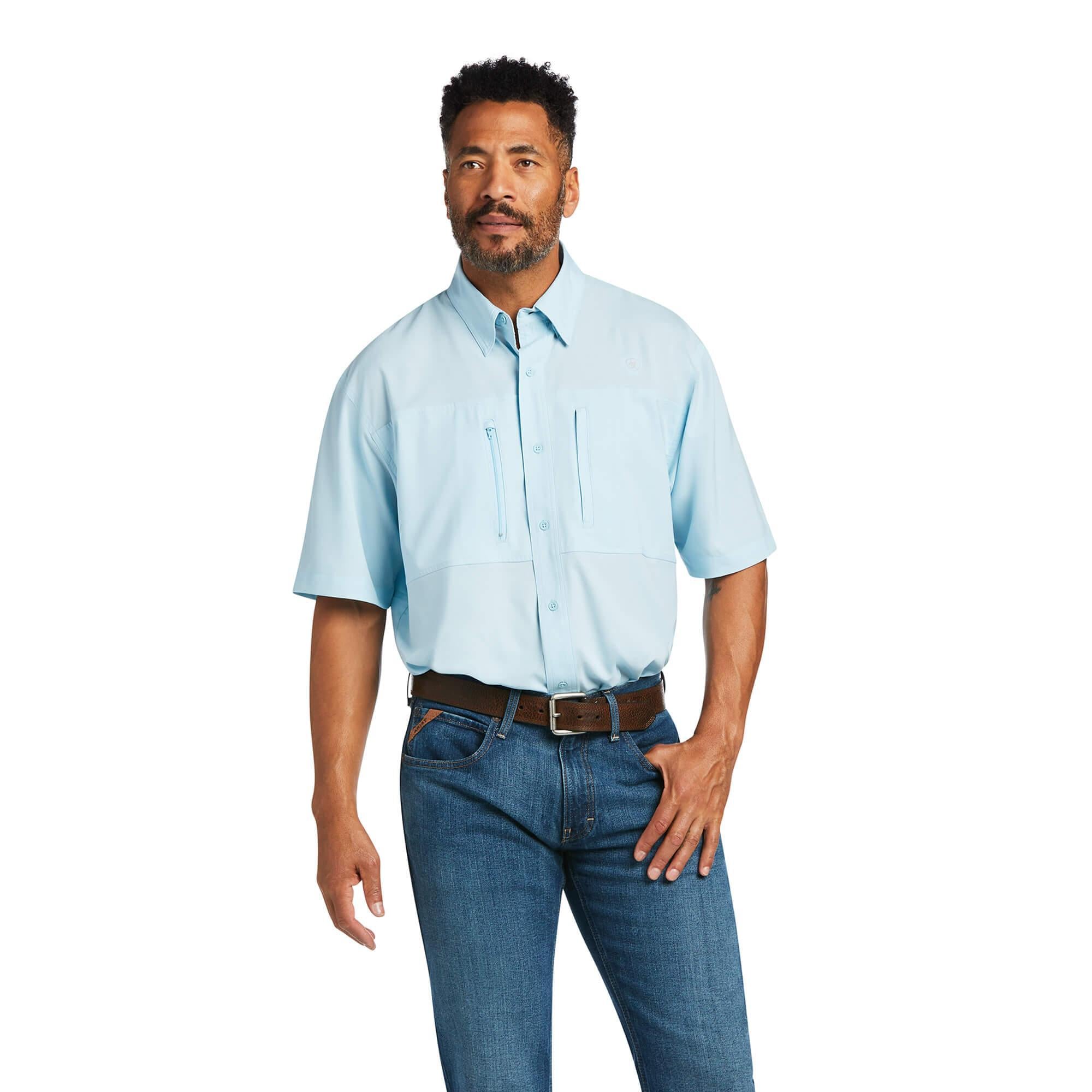 MEN'S  VENTTEK CLASSIC FIT SHORT SLEEVE CRYSTAL BLUE ARIAT SHIRT   |10039372