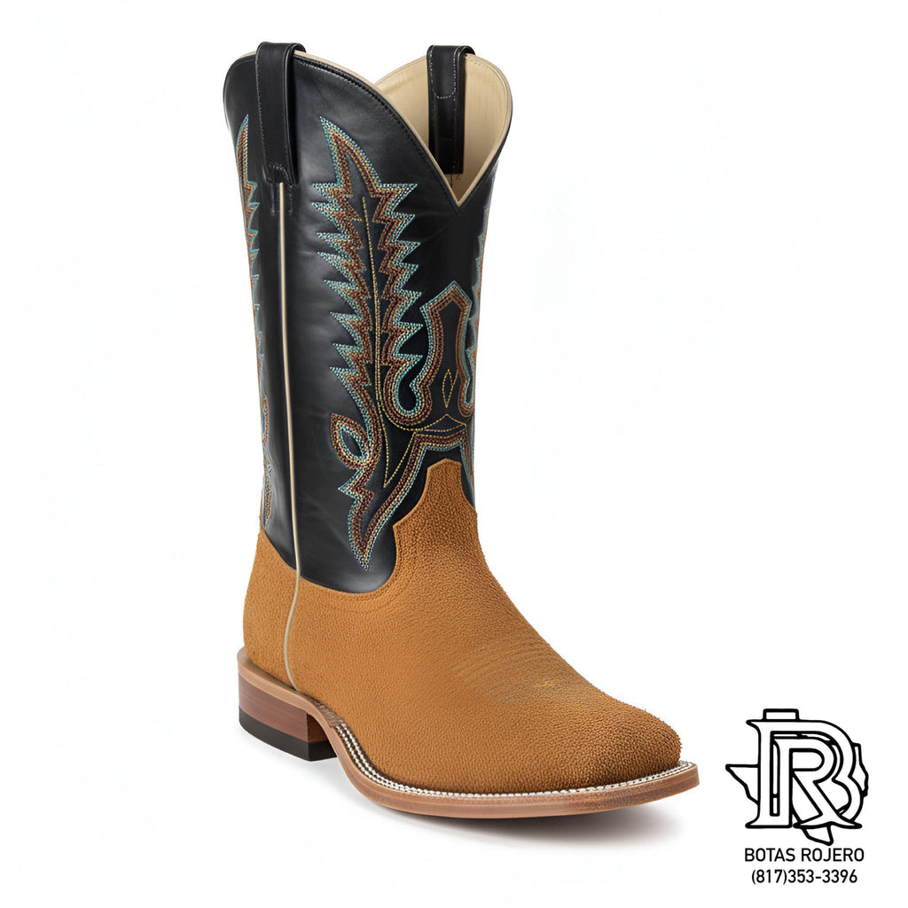 “ Jackson “ | MEN WESTERN BOOTS ROUGH OUT LIGHT BROWN SQUARE TOE ANDERSON BEAN