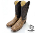 TAIL CAIMAN PRINT SQUARE TOE WESTERN MEN BOOTS TAN