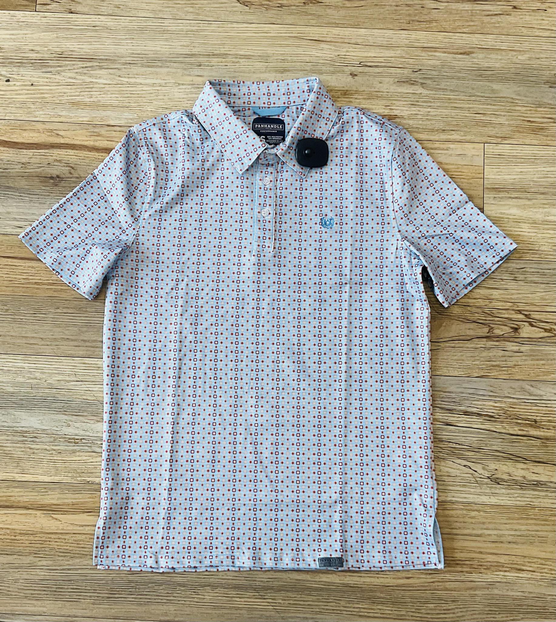 Mens panhandle geo knit blue polo | TM51T03524