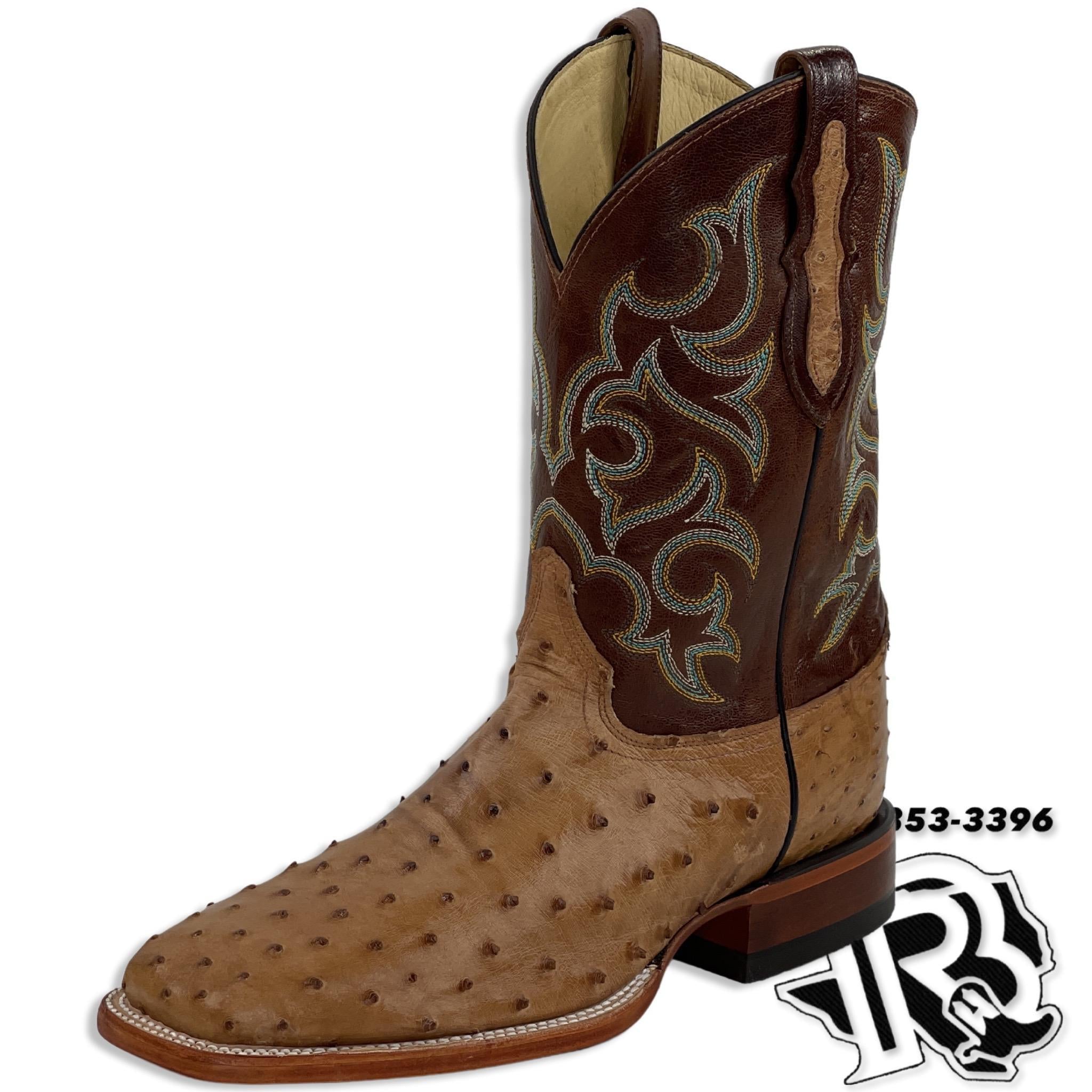 OSTRICH COGNAC ORIGNAL | JUSTIN BOOTS MEN SQUARE TOE WESTERN BOOTS 8516