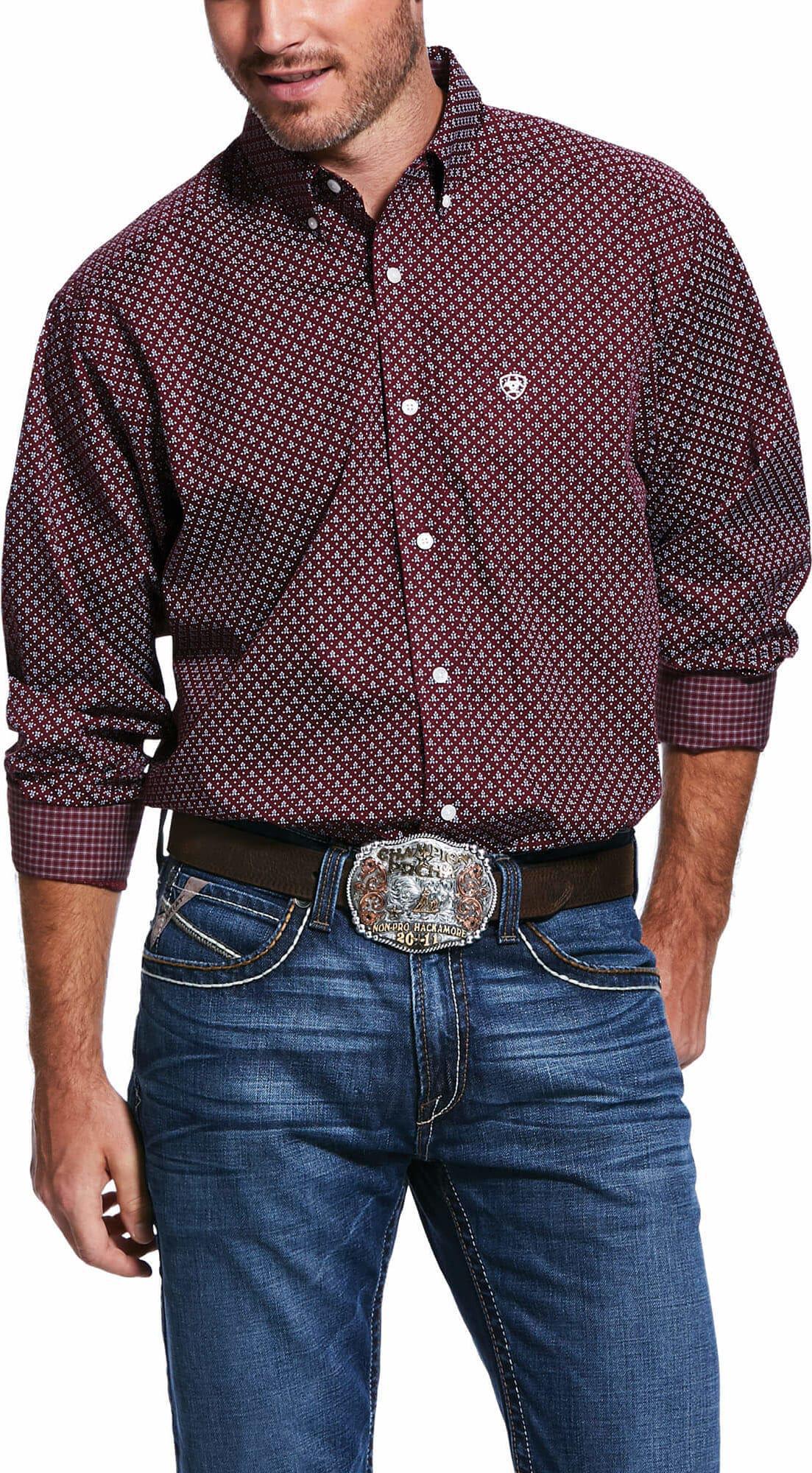 ARIAT MNS WF MAKLIN CLSSC LS SHRT CHOCTRFFL 10032105