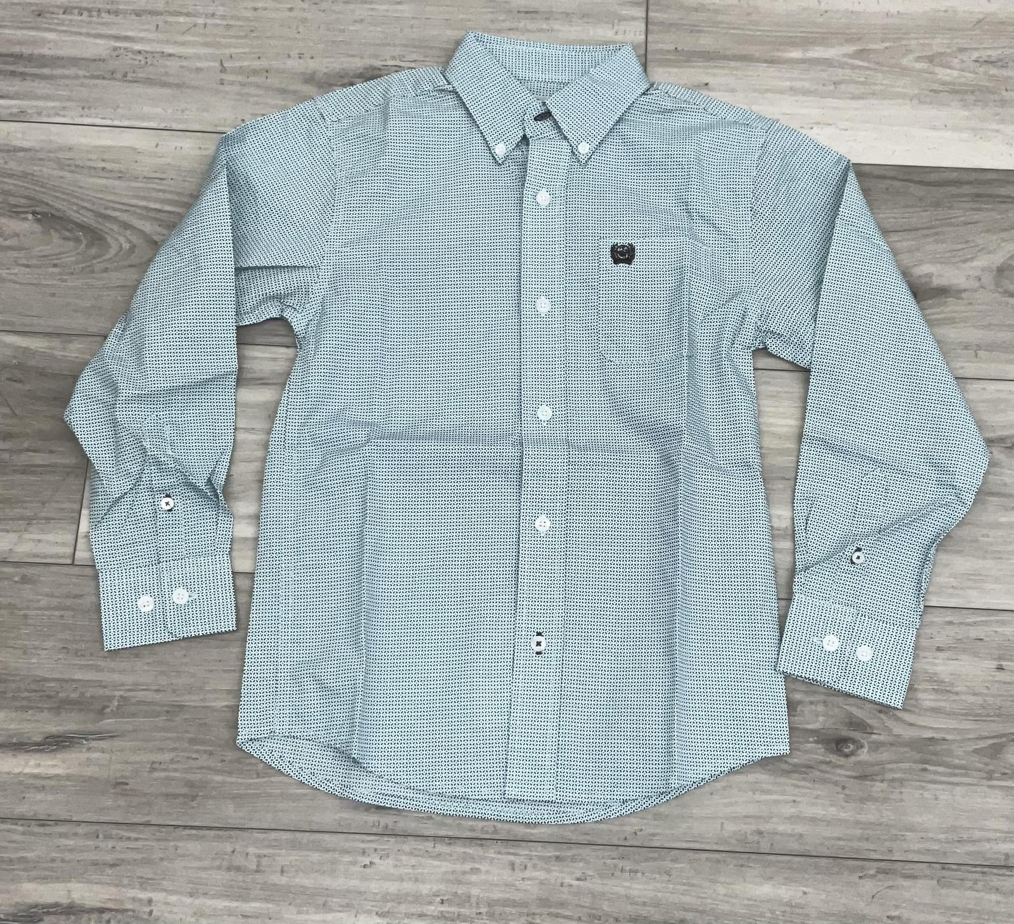 CINCH BOY’S LONG SLEEVE BLUE PRINT SHIRT | MTW7060409