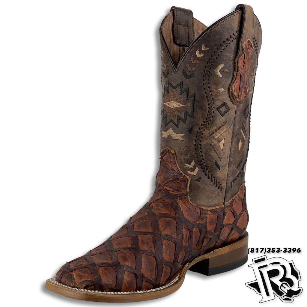 PIRARUCU (fish) BRANDY ORIGNAL | MEN SQUARE TOE WESTERN BOOTS STYLE | Thr5040
