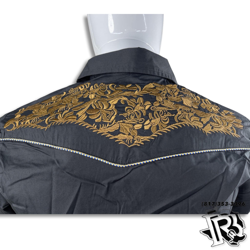 VINTAGE WESTERN SHIRTS | SNAP BUTTON BLACK MEN WESTERN LONG SLEEVE