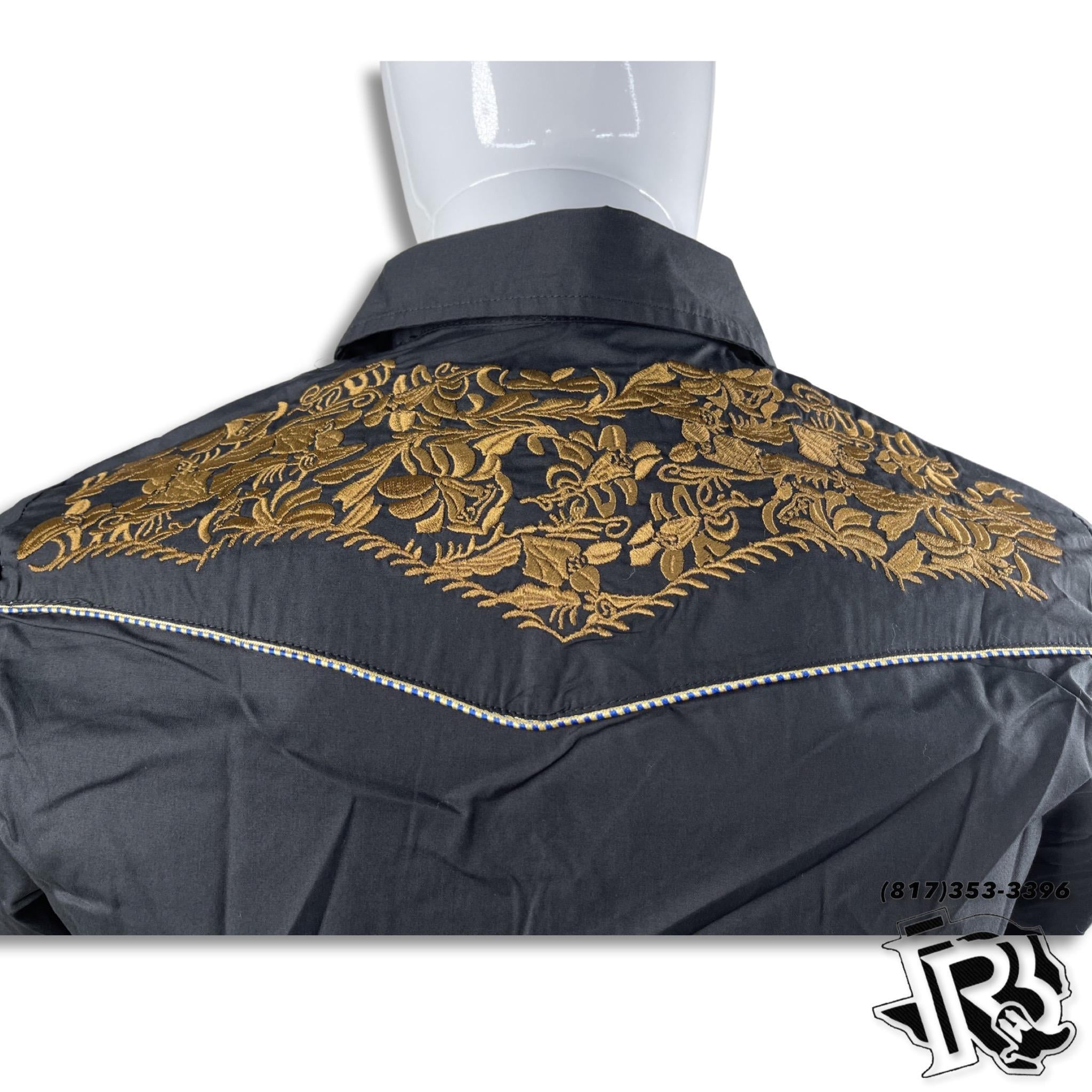 VINTAGE WESTERN SHIRTS | SNAP BUTTON BLACK MEN WESTERN LONG SLEEVE