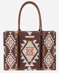 Wrangler Southwestern Pattern Dual Sided Print Canvas Wide Tote |Light Coffee
