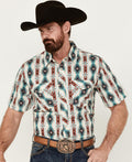 MENS PANHANDLE AZTEC SNAP AQUA SHORT SLEEVE SHIRT | PMN3S03325