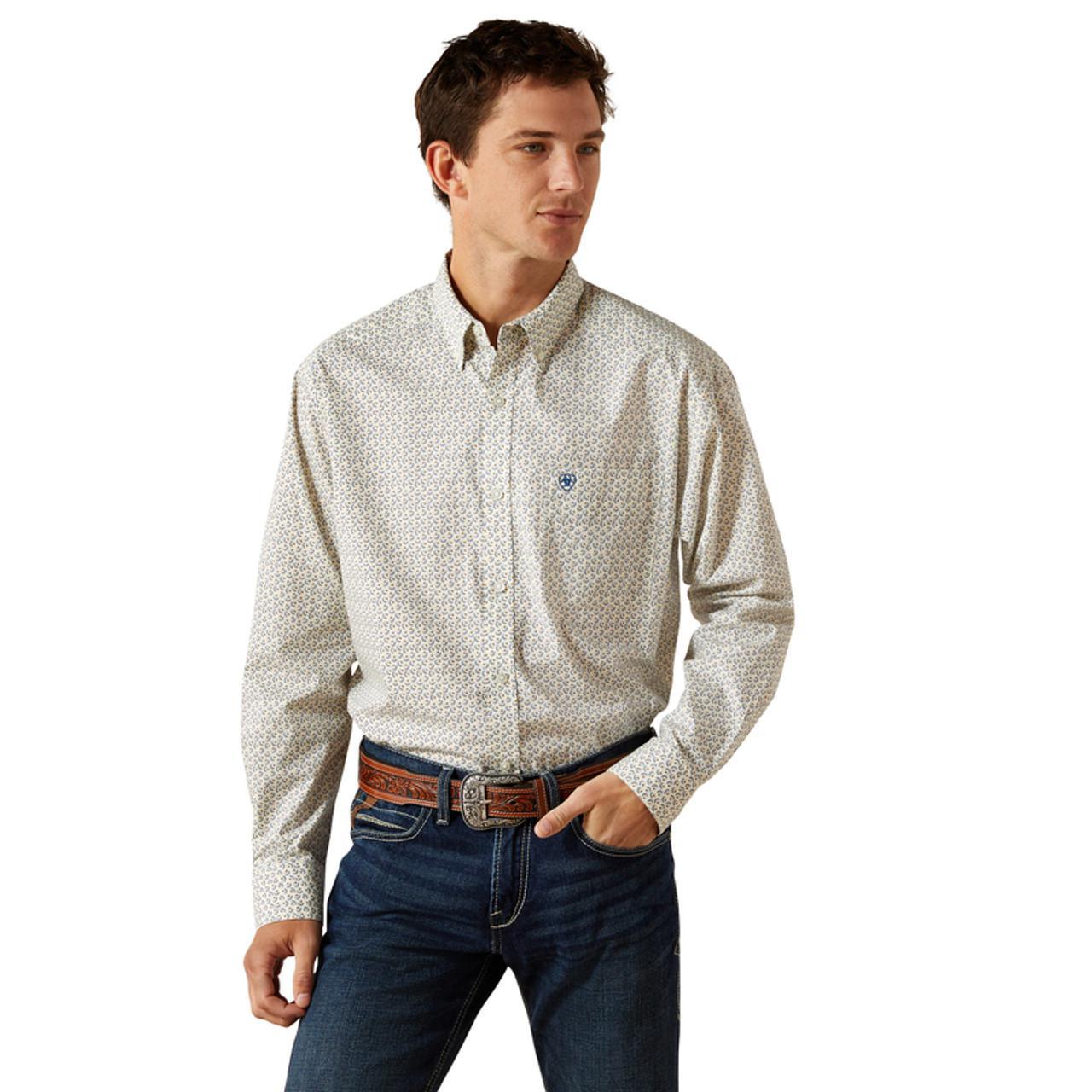 ARIAT MEN’S STEVY CLASSIC FIT CREAM PRINT LONG SLEEVE SHIRT | 10062240