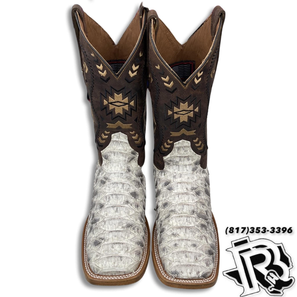 “ FRANK “ | JUMBO ORIGINAL PYTHON NATURAL MEN SQUARE TOE WESTERN BOOT
