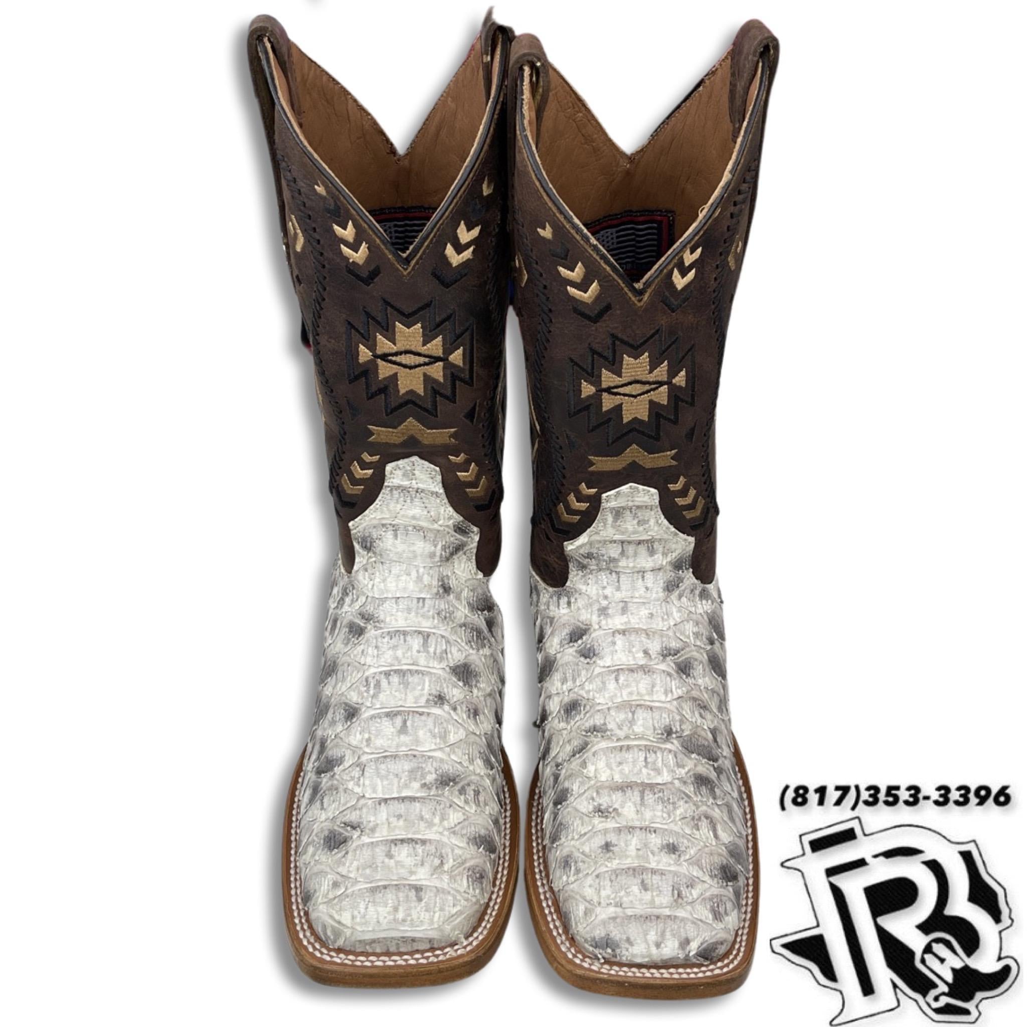 “ FRANK “ | JUMBO ORIGINAL PYTHON NATURAL MEN SQUARE TOE WESTERN BOOT