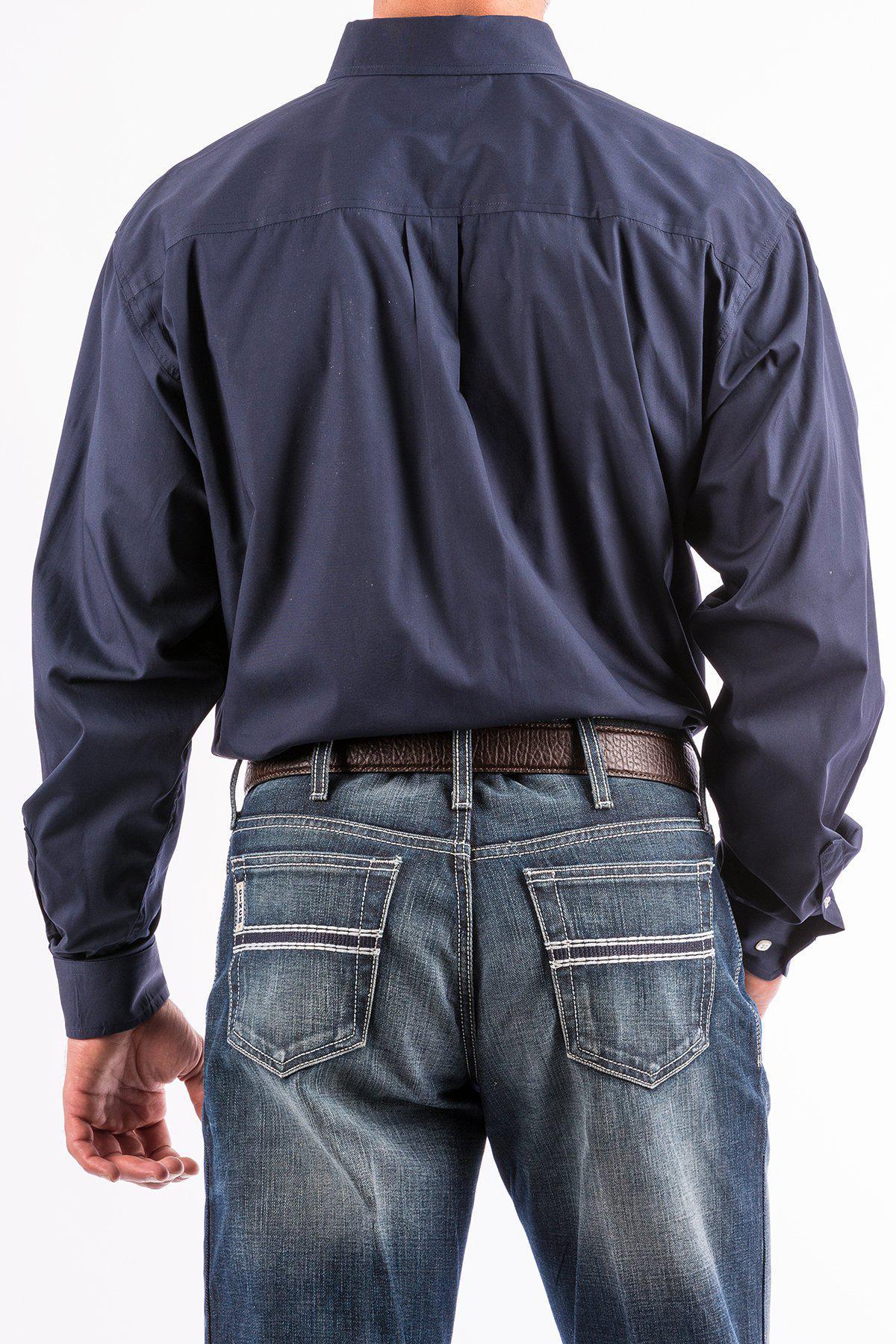 CINCH'S MEN'S SOLID NAVY WESTERN BUTTON-DOWN LONG SLEEVE MTW1104667