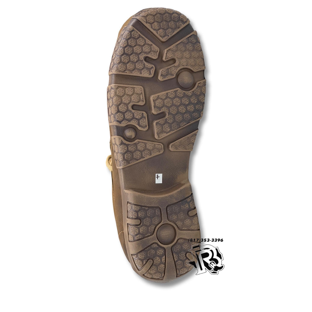 “ TONY “ |MEN MOC SHOES WITH TOOLED LEATHER LIGHT BROWN