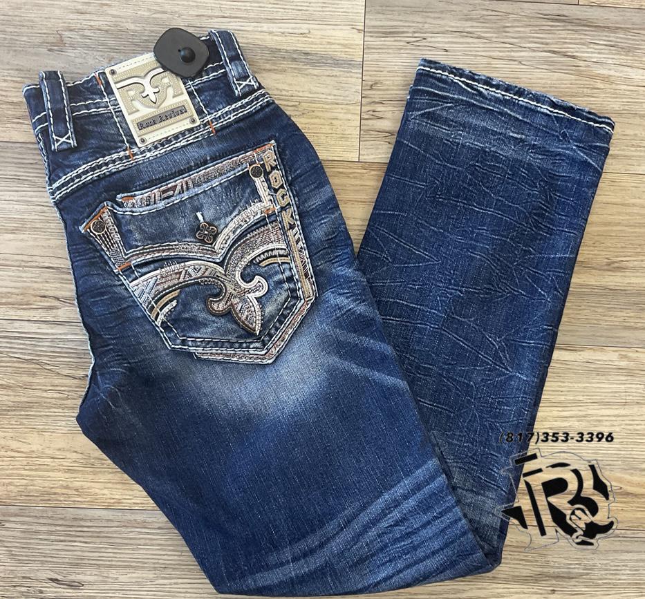 ‘’KARSON’’ MENS ROCK RIVIVAL STRAIGHT JEANS |
