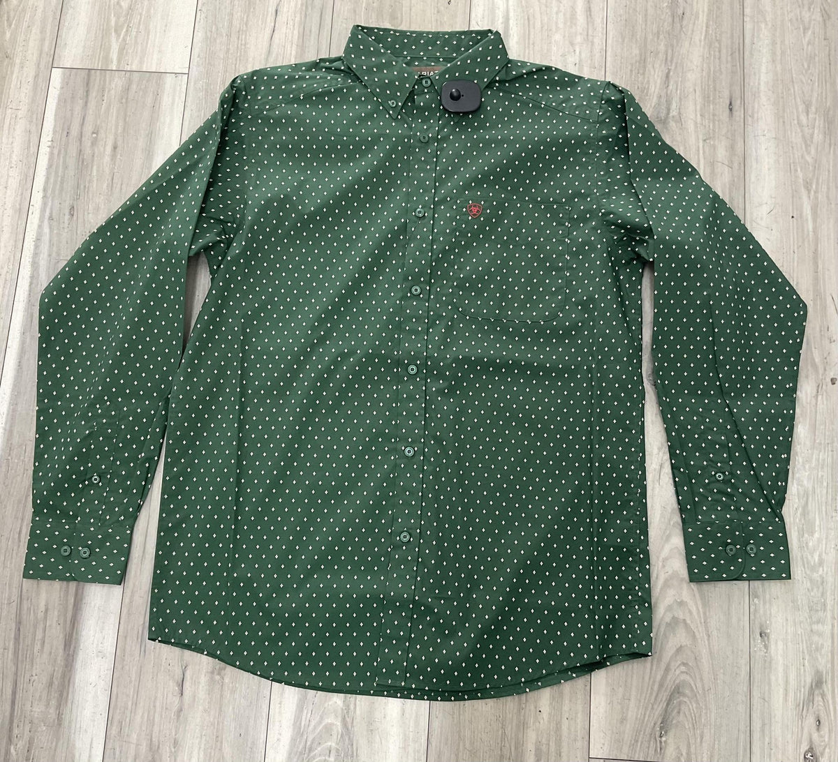 ARIAT MEN’S GREEN MEDALLION PRI LARKSPUR LONG SLEEVE SHIRT |10080658