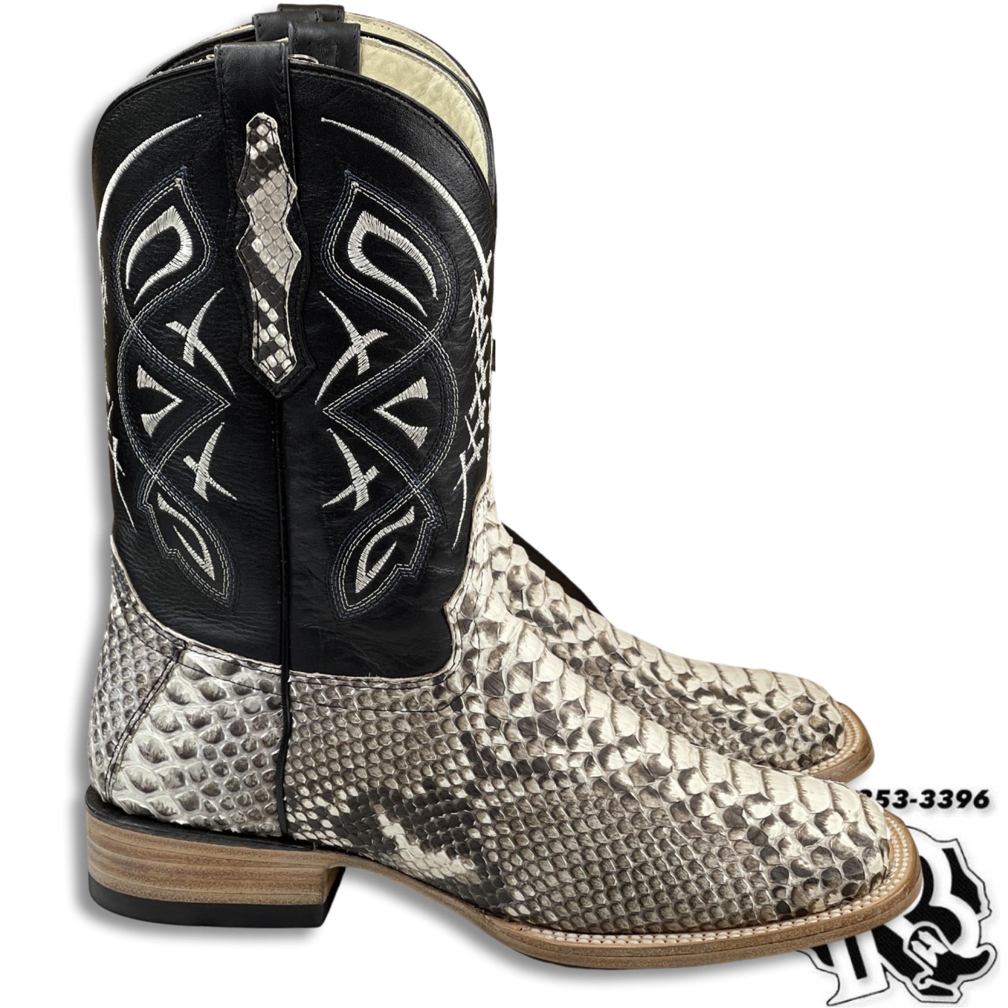 “ Broken Arrow “ | ORIGINAL SNAKE PYTHON MEN NATURAL WESTERN SQUARE TOE BOOTS