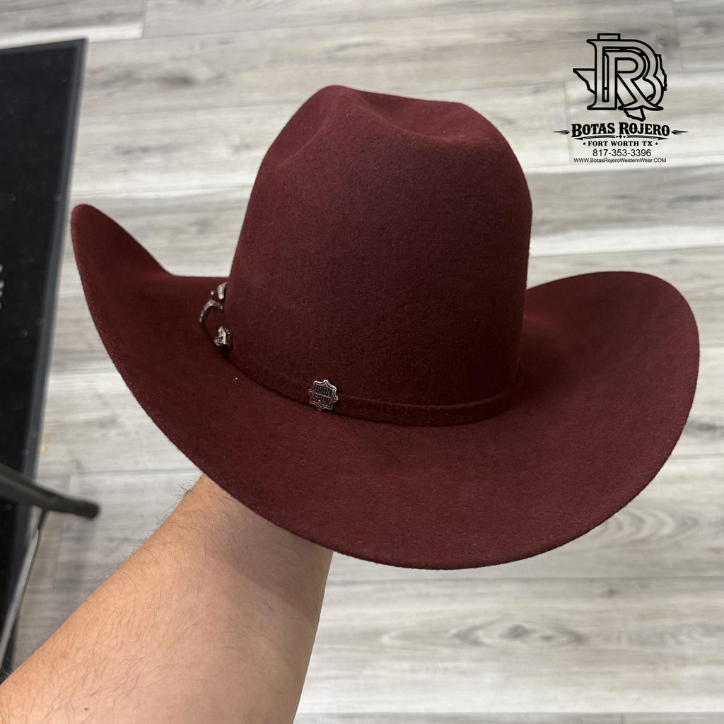 4X BURGUNDY IRON SPUR WOOL FELT HAT
