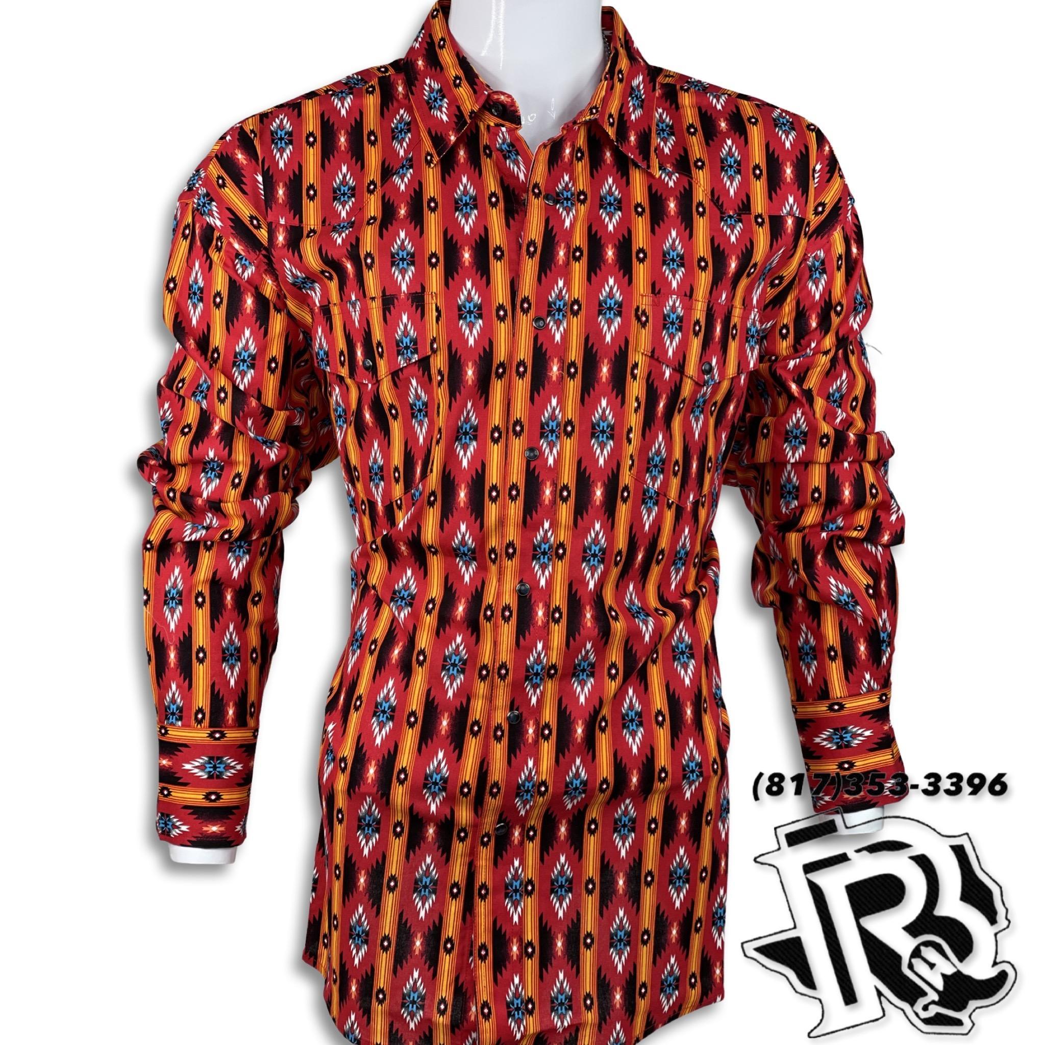 RED AZTEC | WRANGLER MEN WESTERN LONG SLEEVE SHIRT