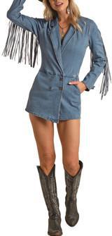“ Cleo “ |  DENIM FRINGE ROMPER LIGHT WASH ROCK & ROLL  RRWDR2RZPU