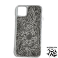 GREY TOOLED LEATHER CASE IPHONE