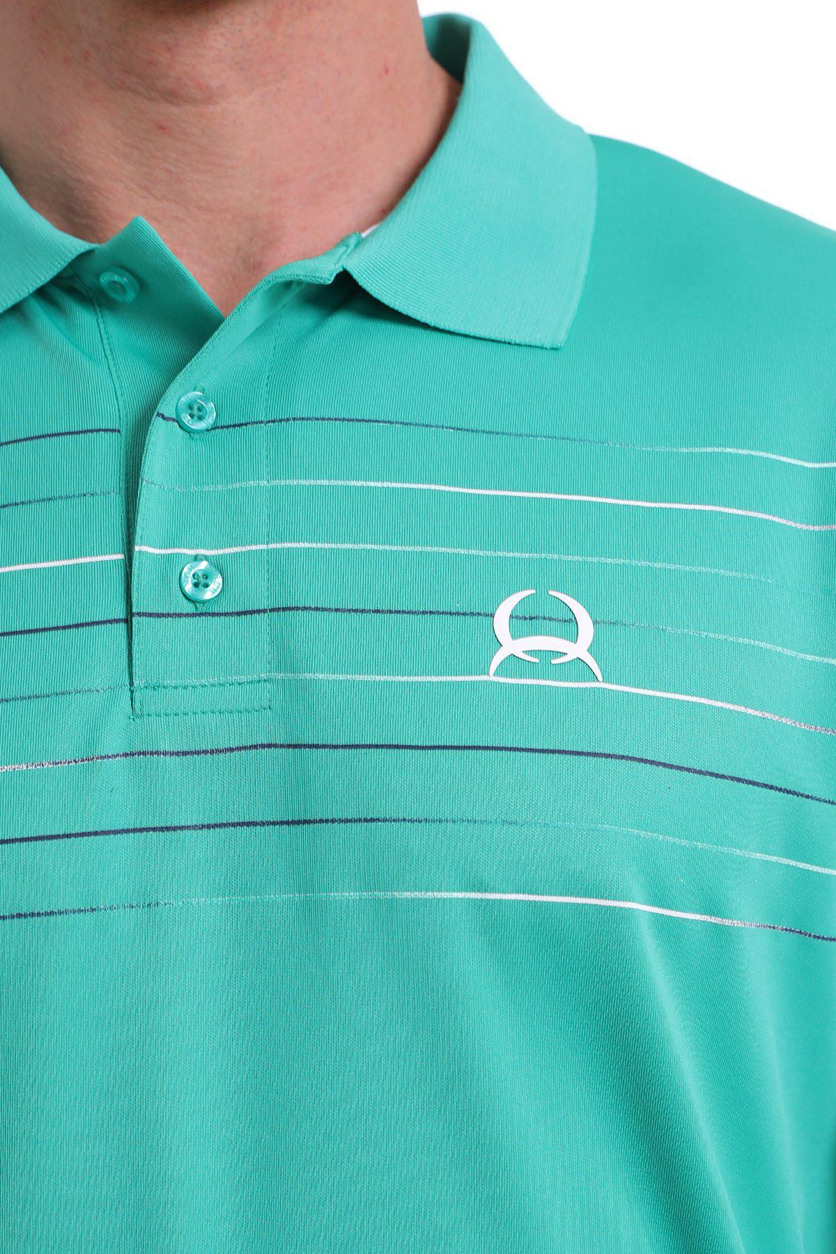 MEN'S ARENAFLEX POLO - GREEN STRIPE PRINT MTK1820018
