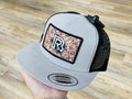 “KYLE” | BR TOOLED LEATHER PATCH CAP GREY/BLACK