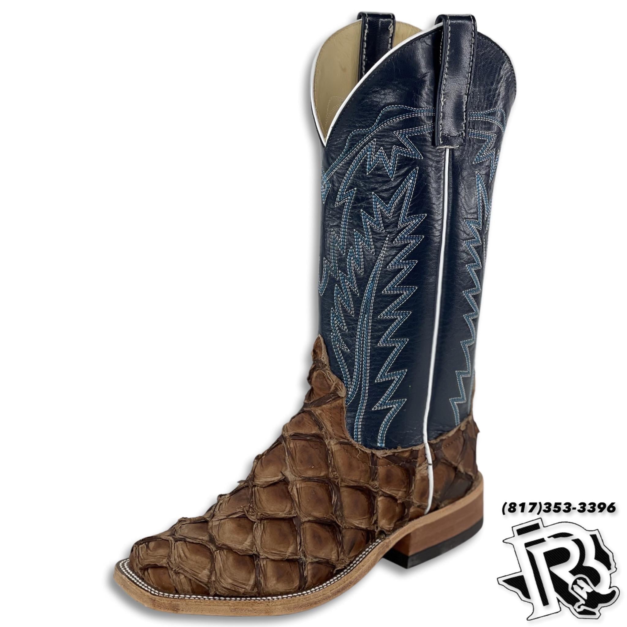 CHOCOLATE BIG BASS | ANDERSON BEAN FISH MEN WESTERN SQUARE TOE BOOT STYLE  #2013
