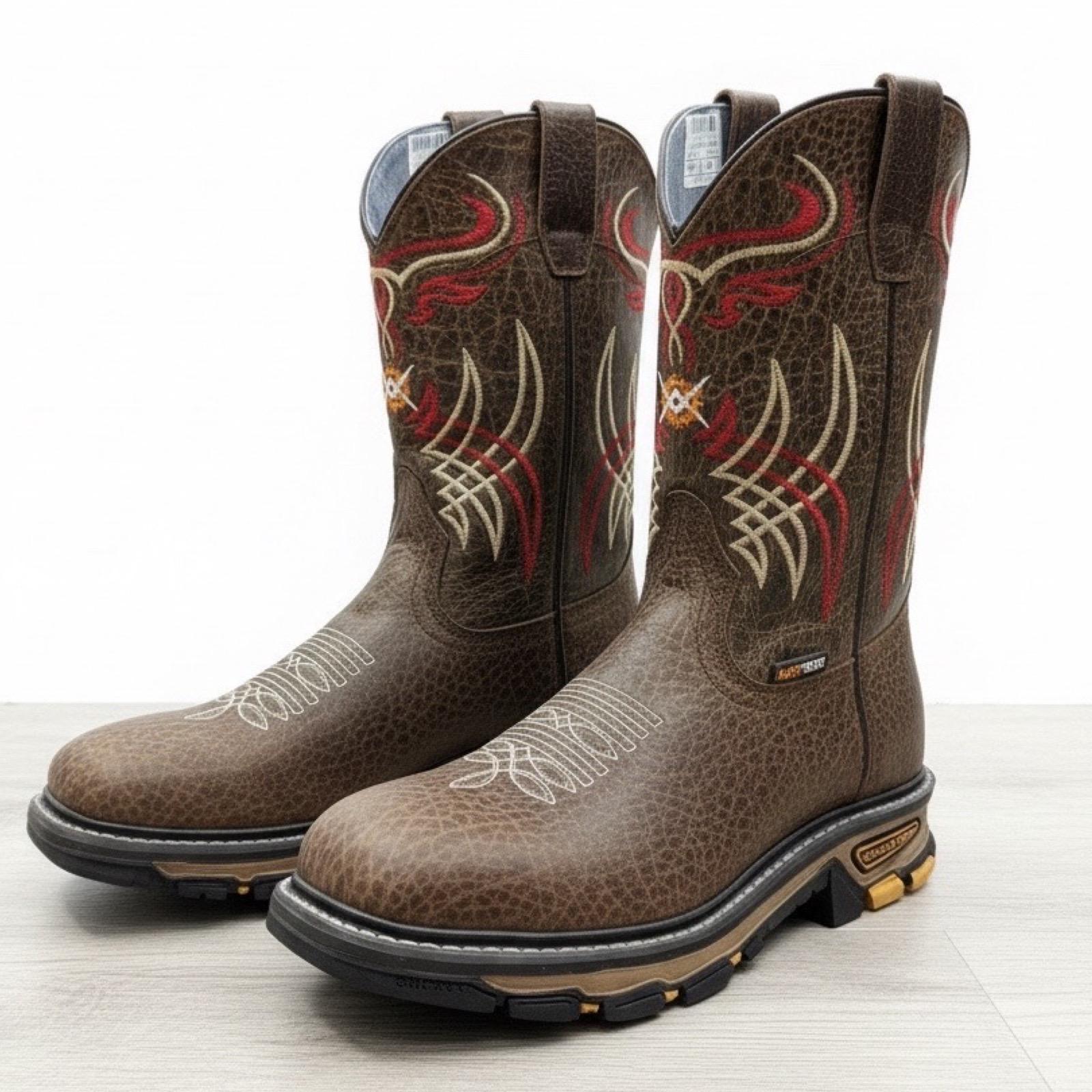 “ Crossfire “ STEEL TOE | SQUARE TOE MEN WESTERN WORK BROWN