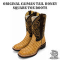 “ Silverado “ CAIMAN ORIGNAL TAIL HONEY MEN SQUARE TOE WESTERN BOOTS