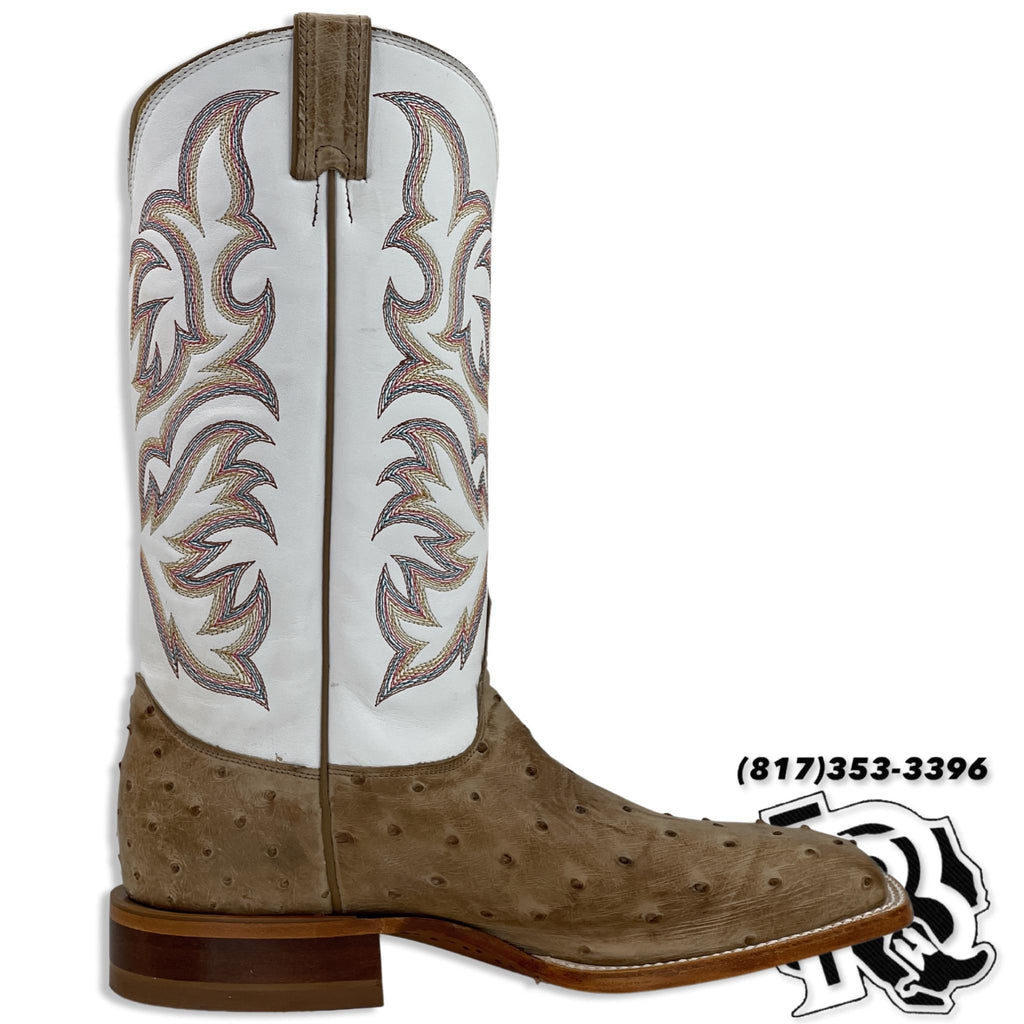 8572 | OSTRICH ORIGNAL JUSTIN BOOTS ANTIQUE TAN SQUARE TOE WESTERN BOOTS