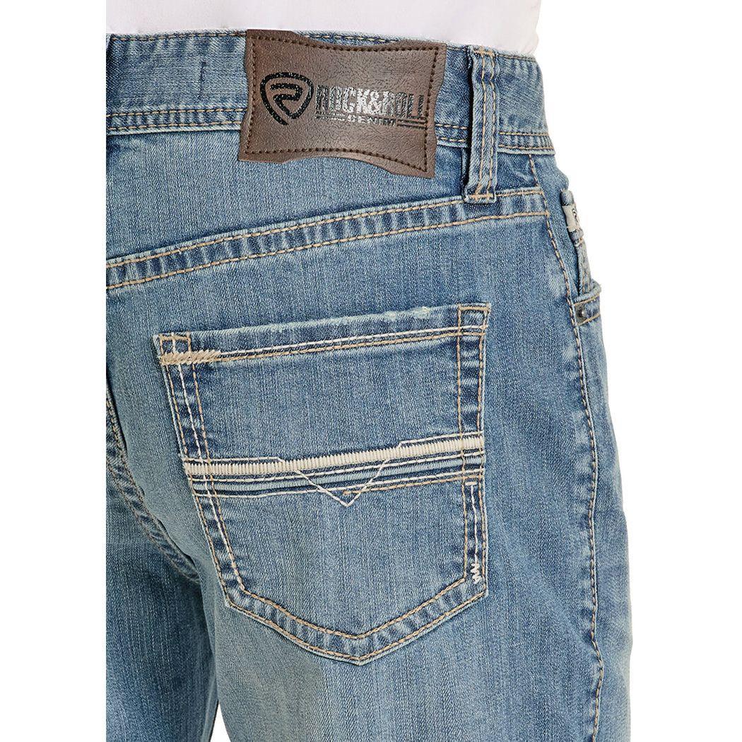 ROCK & ROLL MEN’S LADDER STITCH EMB MEDIUM VINTAGE  STRAIGHT JEANS |BM0SD08577
