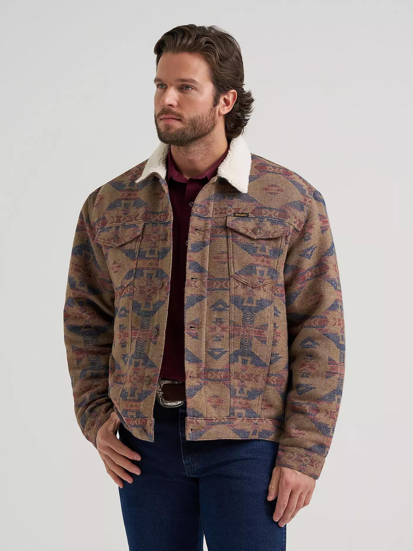 MEN'S WRANGLER® SHERPA LINED JACQUARD PRINT JACKET|112381904